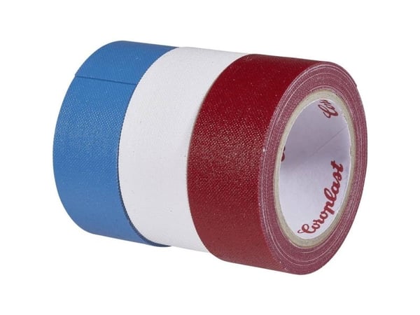 Coroplast 31081 tekstiltape blå, rød, hvit (L x B) 2,5 m x 19 mm, 3 stk