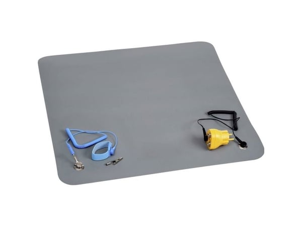 Quadrios set med ESD-bordsmattor grå (L x B) 550 mm x 550 mm