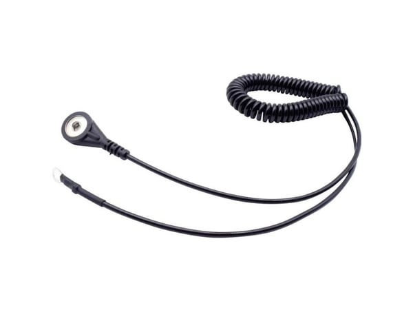 Quadrios ESD-jordingskabel 1,80 m trykknapp, 4 mm, ringkabelsko-tilkobling