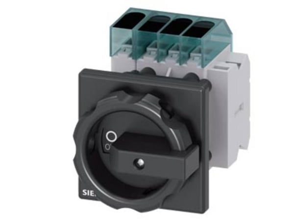Siemensin kuormakytkin, musta, 4-napainen, 16 mm², 40 A, 1 sulkeva kosketin, 1 avaava kosketin, 690 V/AC, 3LD33541TL51, 4P, IP65, 60 mm, 79 mm, 85 ...