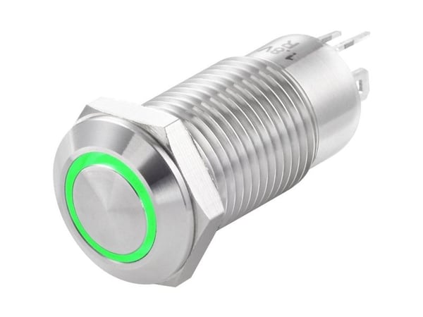 TRU COMPONENTS TC-7494676 TC-GQ12-CH-10ZE/J/G/12V/S Painike 36 V/DC 1 A 1 x Off/On Klikkaava vihreä IP40 1 kpl