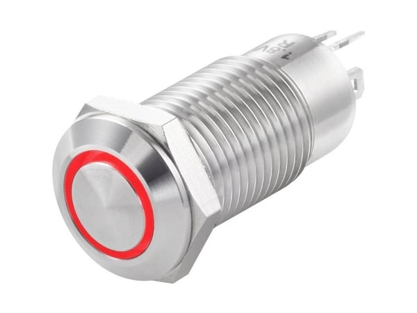 Conrad TC-GQ12-CH-10ZE/J/R/12V/S Pulsante 36 V/DC 1 A 1 x Off/On IP40 Permanente 1 pz., Rød, Rustfritt stål, Rustfritt stål, DC, 36 V, 1 A