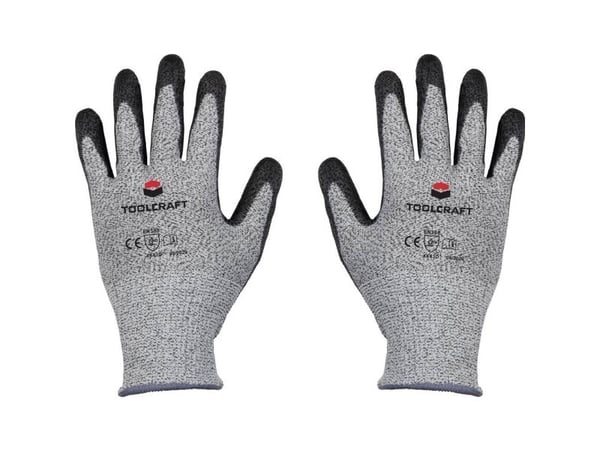 Toolcraft TO-5621610, Grå, blac, 2 stykker, EN 388, Polyester, Polyurethan, Syntetisk