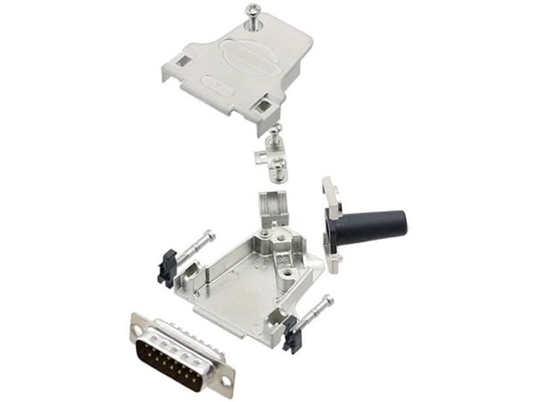 TRU COMPONENTS TCD45ZF15DBPK 7709704 D-SUB-piikkiliuska 45° Napojen lukumäärä: 15 Juotoskuppi 1 kpl