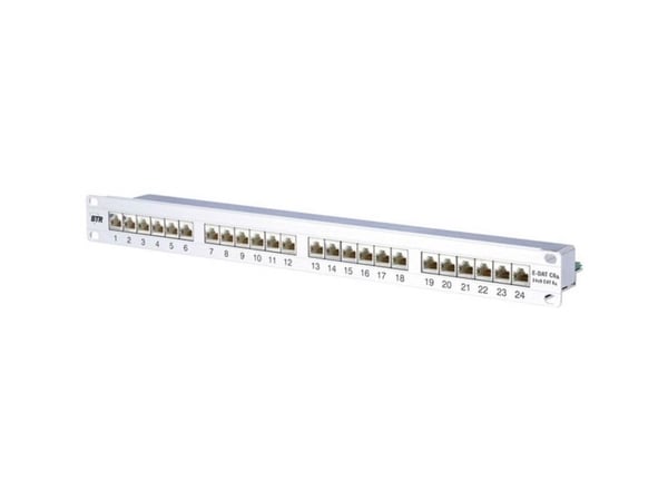 BTR E-DAT C6A 24x8(8) - Koblingspanel - CAT 6 - RJ-45 X 24 - sølv - 1U - 19"