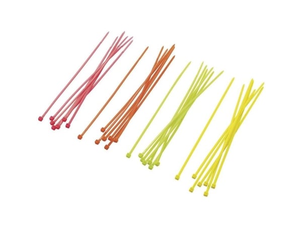 TRU COMPONENTS 1570922 ST150M Kabelbindersortiment 150 mm 2.50 mm Neongrøn, Neon-oranssi, Neongul, Neonpink 80 kpl 80 stk