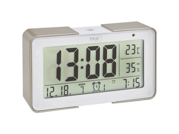 TFA-Dostmann 60.2540.53, Digital vekkerklokke, Rektangel, Beige, Hvit, -20 - 70 °C, Batteri, 1,5 V