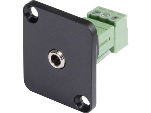 Hicon HI-J35SEFD-S jackplugg 3,5 mm flensetilkobling, rett 3-polet, svart (stereo) 1 stk