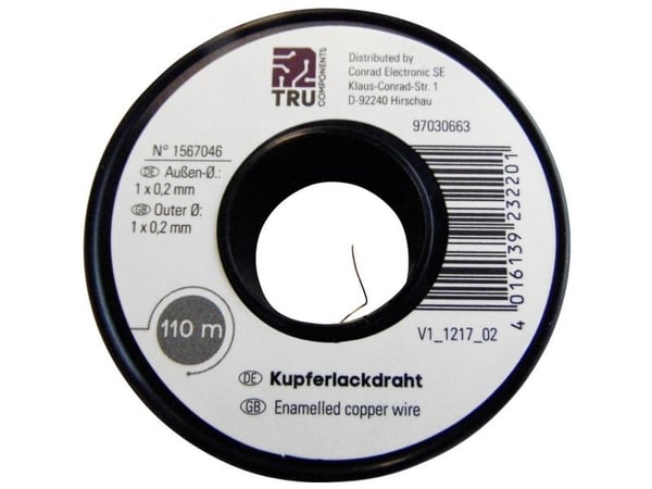 TRU COMPONENTS lackerad koppartråd utvändig diameter (inkl. isolationslack)=0,05 mm 1500 m