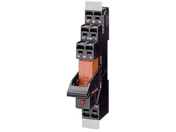 Siemens insticksrelä RT komplett 24VDC 2R kontakter LED röd modulsockel med logisk separation LZS:RT4D4L24