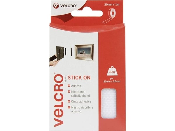 VELCRO® VEL-EC60210 Tarranauha liimaukseen Tarranauha staattinen silmukkaosa (L x S) 1000 mm x 20 mm Valkoinen 1 m