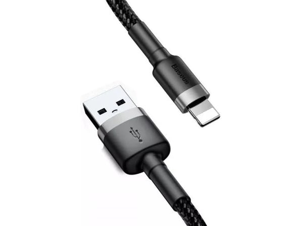Baseus CALKLF-CG1, 2 m, USB A, Hankjønn, Hankjønn, Grå, Sort, Rett
