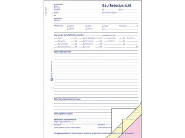 Avery Zweckform - Byggedagbok - 40 ark - A4 (210 x 297 mm) - triplikat - karbonfri