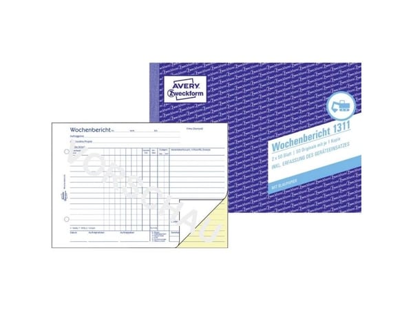 Avery Zweckform - Ukerapport - 50 ark - A5 (148 x 210 mm) - landskap - dublett