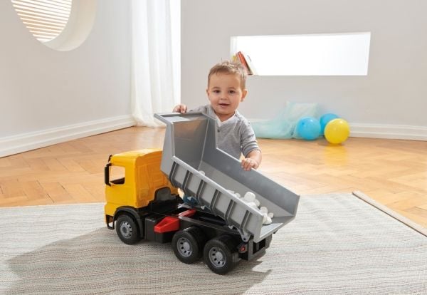 Lena GIGA TRUCKS Dumper Arocs, Ladvogns modell, Dumper, 3 År, Grå, Gul