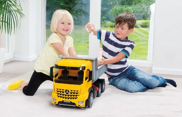 Lena GIGA TRUCKS Dumper Arocs, Ladvogns modell, Dumper, 3 År, Grå, Gul