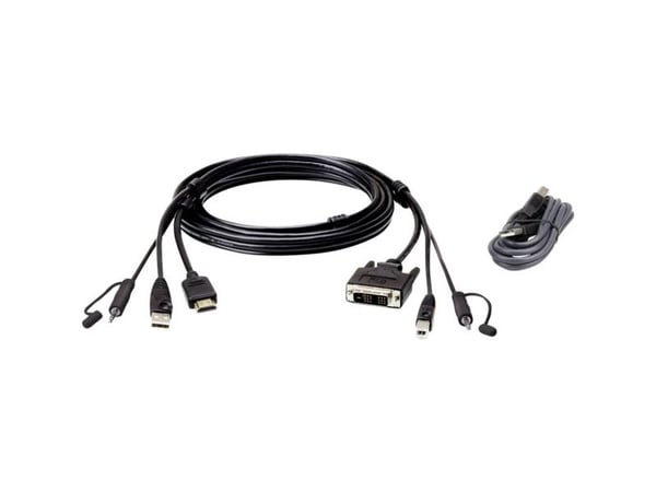 ATEN 2L-7D02DHX2 - Video- / USB / audio-kabel - TAA-samsvar - USB, minijakk, HDMI til USB-type B, minijakk, DVI-D - 1.8 m