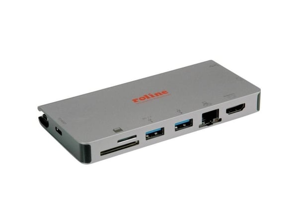 ROLINE 12.02.1022, Ledningsført, USB 3.2 Gen 1 (3.1 Gen 1) Type-C, 10,100,1000 Mbit/s, Grå, SD, 5 Gbit/sek.