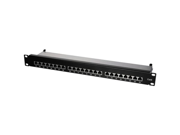 LogiLink - Koblingspanel - CAT 6e - STP - RJ-45 X 24 - svart, RAL 9005 - 1U - 19"