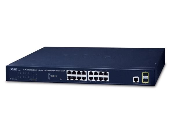 PLANET GS-4210-16T2S, Hallittu, L2/L4, Gigabit Ethernet (10/100/1000), Täysin kaksipuolinen, Telineasennus, 1U