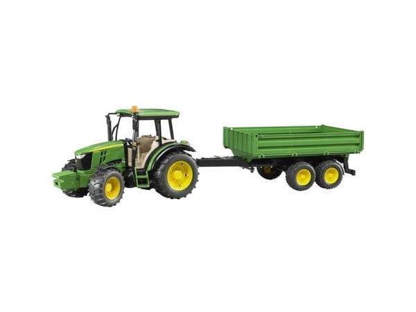 Bruder John Deere 5115M tractor with tipping trailer toy