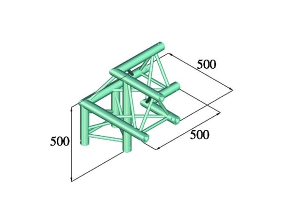 Alutruss TRILOCK 6082AL-31 3-punkts travers 3-veis hjørne 90°