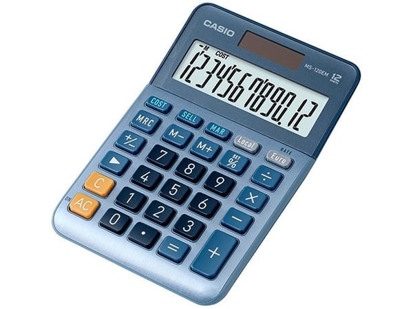 Casio MS-120EM - Skrivbordskalkylator - 12 siffror - batteri, solcellspanel - blå