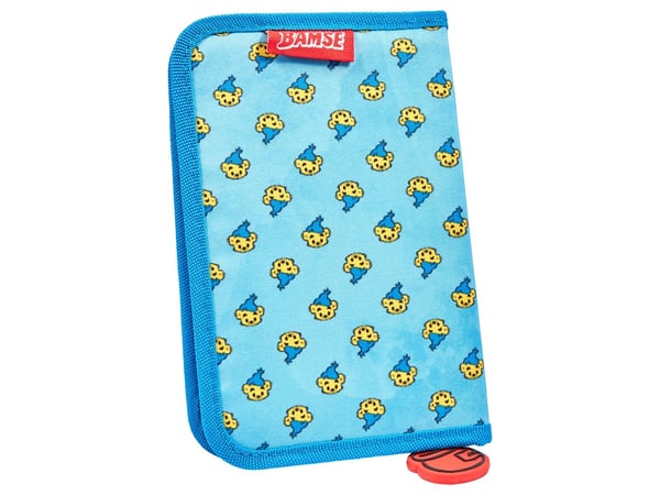 Bamse  Filled single decker pencil case, 300D nylon, 20 x 12.8 x 3 cm with 8 triangular col. pencils, 1 triangular pencil, sharpener, 15 cm ruler, ...