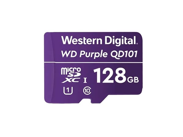 WD Purple SC QD101 WDD128G1P0C - Flash-minnekort - 128 GB - UHS-I U1 / Class10 - microSDXC UHS-I - lilla