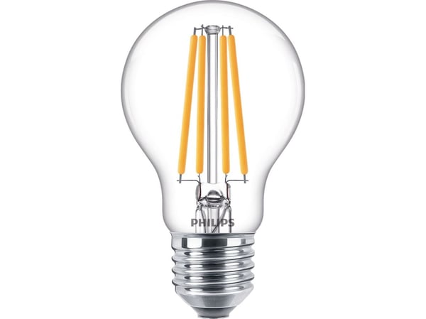 Philips - LED-filamentlyspære - form: A60 - klar finish - E27 - 10.5 W (ekvivalent 100 W) - klasse D - varmt hvitt lys - 2700 K