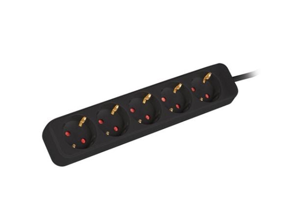 Lanberg - Flerkoplingslist - AC 230 V - 2500 watt - inngang: power CEE 7/7 - utgangskontakter: 5 (power CEE 7/3) - 1.5 m kabel - svart