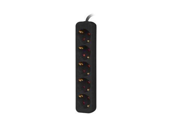 Lanberg - Flerkoplingslist - AC 230 V - 2500 watt - inngang: power CEE 7/7 - utgangskontakter: 5 (power CEE 7/3) - 1.5 m kabel - svart