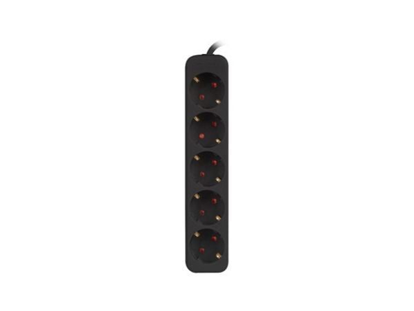 Lanberg - Flerkoplingslist - AC 230 V - 2500 watt - inngang: power CEE 7/7 - utgangskontakter: 5 (power CEE 7/3) - 1.5 m kabel - svart