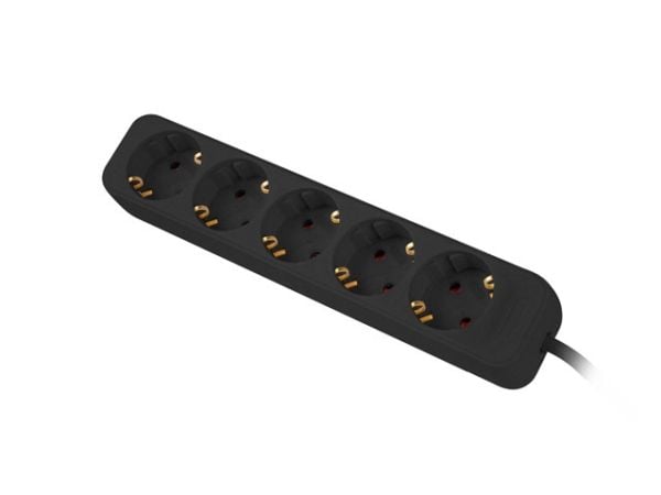 Lanberg - Flerkoplingslist - AC 230 V - 2500 watt - inngang: power CEE 7/7 - utgangskontakter: 5 (power CEE 7/3) - 1.5 m kabel - svart