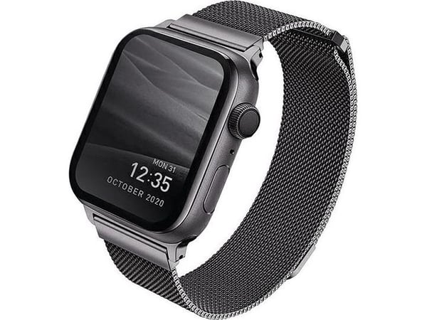 UNIQ armband för Apple Watch Series1/2/3/4/5/6/7/8/9/SE/SE2/SE3 42/44/45 mm - rostfritt stål - grafit (Dante)