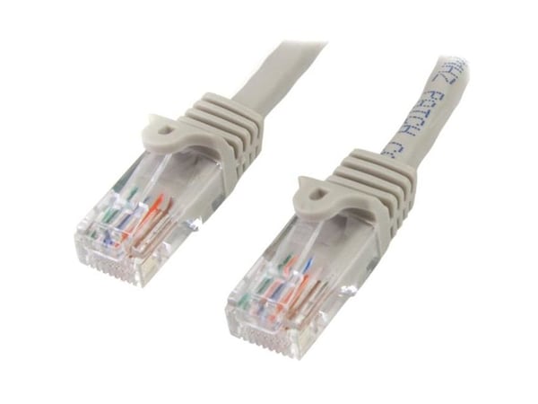 StarTech.com 3m Gray Cat5e / Cat 5 Snagless Patch Cable - Patchkabel - RJ-45 (han) til RJ-45 (han) - 3 m - UTP - CAT 5e - formet, knastfri - grå