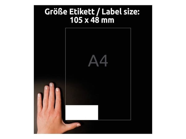 Avery 3424-10, Hvit, Rektangel, Permanent, 105 x 48 mm, A4, Papir