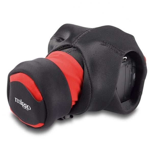 miggo Grip & Wrap, Digitalt kamera, Spandex, Neopren, Sort, Rød, DSLR, 41 cm, 140 mm