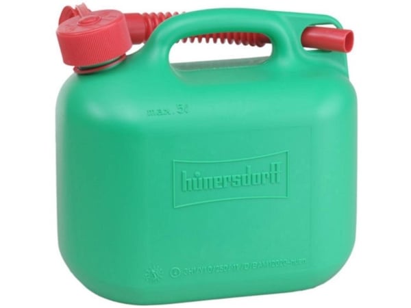 Hünersdorff bensinkanne 5 l i plast grønn UN-godkjenning + E10 Proof 147x265x247 mm