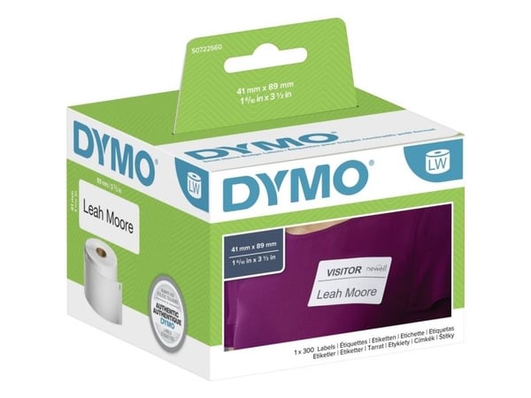 DYMO LabelWriter - Hvit - 89 x 41 mm 300 etikett(er) (1 rull(er) x 300) etiketter til navneplater - for DYMO LabelWriter