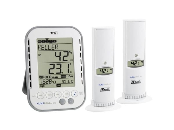 TFA Dostmann KLIMALOGG PRO Startpaket Fuktmätare (hygrometer) 1 % rH 99 % rH TFA startpaket för inomhusklimat, dataloggerfunktion