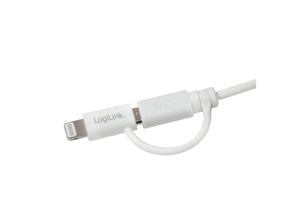 LogiLink CU0118, 1 m, Micro-USB A, USB A, Hvit