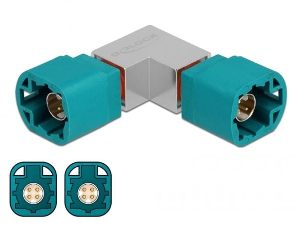 Delock - Data-adapter - HSD Z hann til HSD Z hann - RAL 5021, vannblå - vinklet