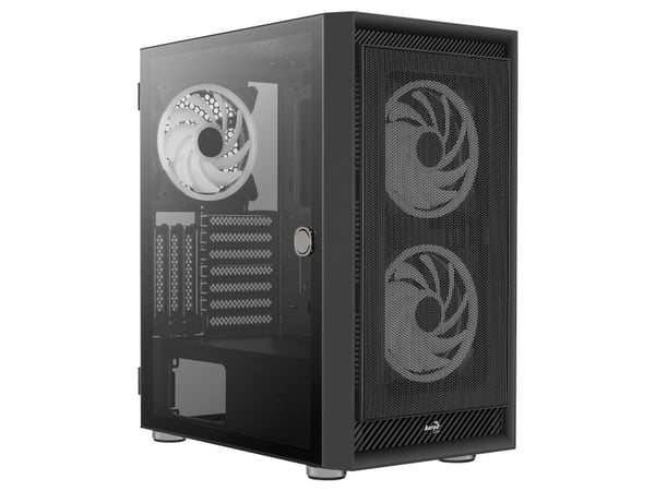 AeroCool Graphite-G-BK-v3 - Mid tower - ATX - sidepanel med vindu (herdet glass) - ingen strømforsyning (ATX) - svart - USB/lyd