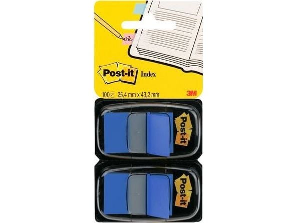 3M POST-IT® Indekseringsfaner (680-B2EU), PP, 25x43mm, 2x50 kort, blå - 051141920603