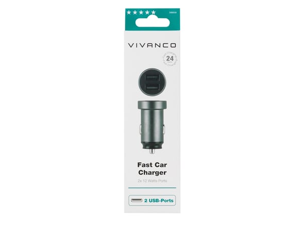 Vivanco HQCCVVDUALUSB4.8A, Automatisk, Cigartenner/lighter, Svart
