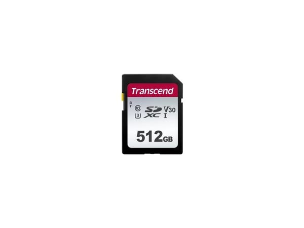 Transcend 300S - Flashminnekort - 512 GB - Video Class V30 / UHS-I U3 / Class10 - SDXC UHS-I