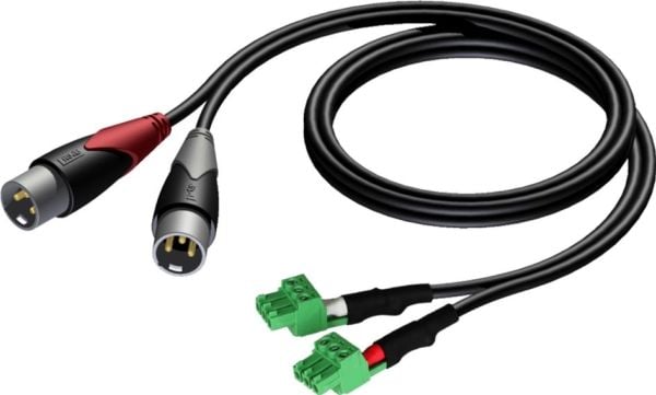 Audac CLA834 - Ljudkabel - XLR3 hane till 3-stifts terminalblock - 1 m - skärmad