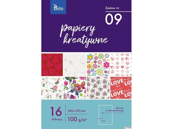 Tetis Creative papirer 205x292mm 16 ark nr. 09 KB030-09