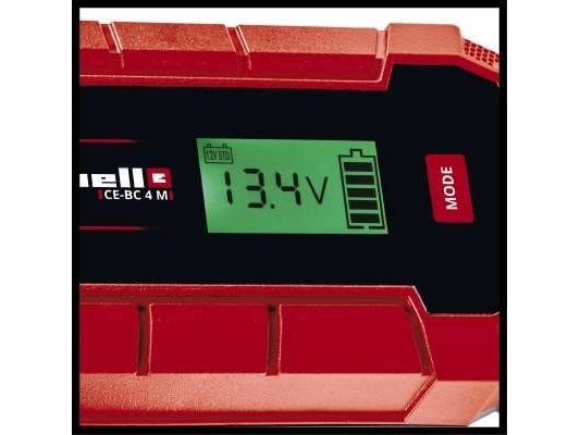 Einhell CE-BC 4 M, 12 V, 220 - 240 V, 50 Hz, LCD, IP65, Sort, Rød